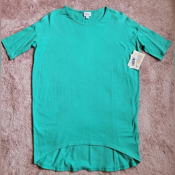 🛍LuLaRoe Irma Short Sleeve Teal Shirt Size Womens XXS - Picture 1 of 5